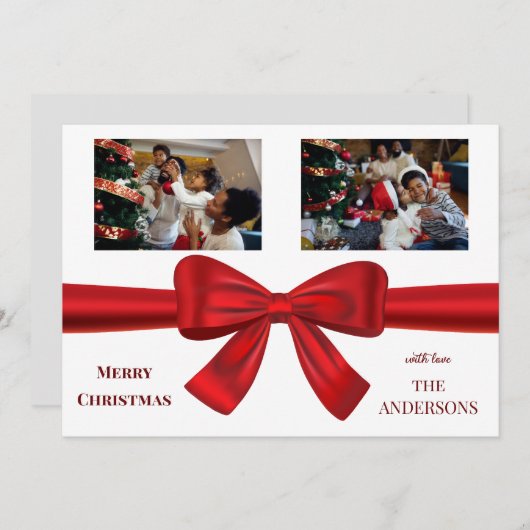 パーソナライズされた2枚の写真家族 シーズンカード (正面/裏面)