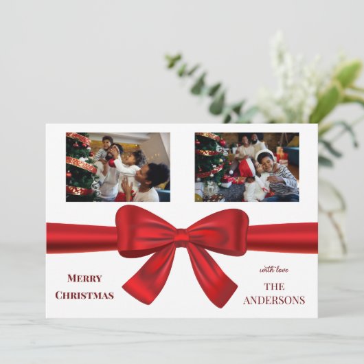 パーソナライズされた2枚の写真家族 シーズンカード (スタンド正面)