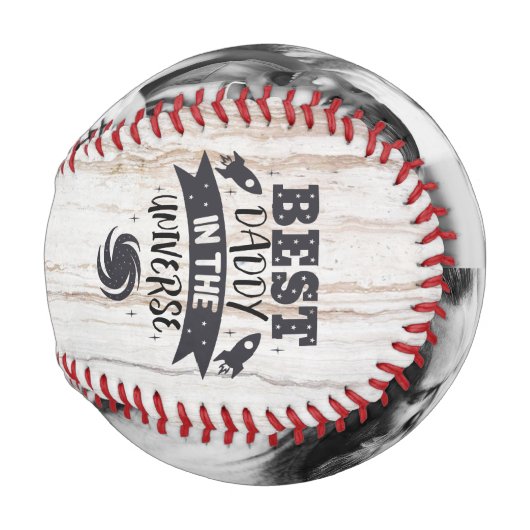 パーソナライズされた2枚の最高の写真パパin the Universe 野球ボール (正面右)