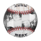 パーソナライズされた2枚の最高の写真パパin the Universe 野球ボール (裏面)