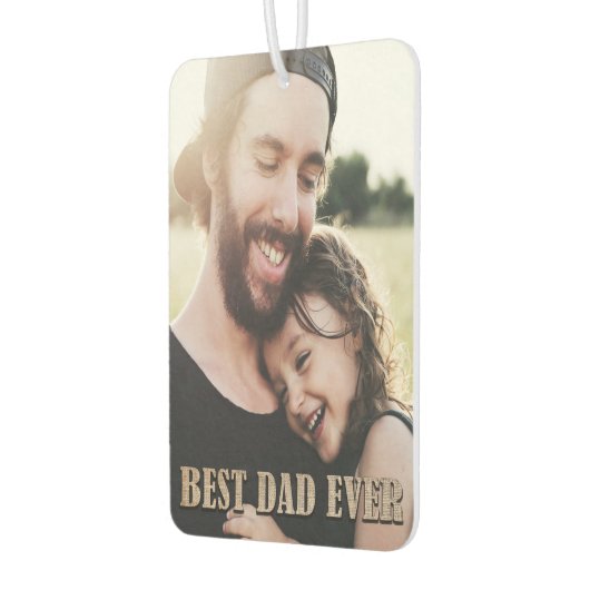 パーソナライズされた2枚素朴の写真最高のパパEver カーエアーフレッシュナー (左)