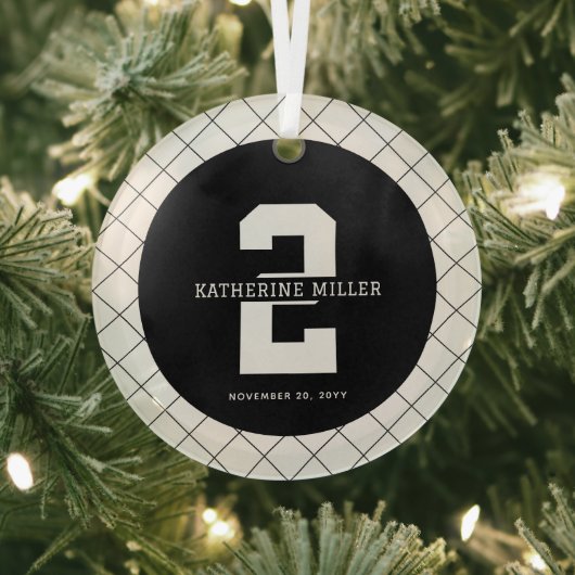 パーソナライズされた2歳モダン時エレガント ガラスオーナメント (インサイチュ)