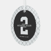 パーソナライズされた2歳モダン時エレガント ガラスオーナメント (正面左)