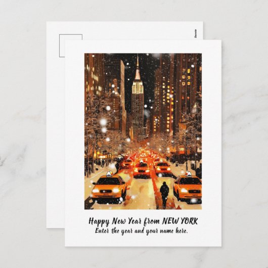 パーソナライズされた2025年ニューヨークの新年のカード シーズンポストカード (正面/裏面)