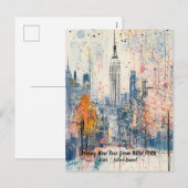 パーソナライズされた2025年ハッピーニューイヤーマンハッタンカード シーズンポストカード (正面/裏面)