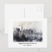 パーソナライズされた2025年ハッピーニューイヤー サンフランシスコ シーズンポストカード (正面/裏面)