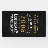 パーソナライズされた21歳の誕生日 2005年生まれ レトロパーティー 横断幕 (横)