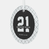 パーソナライズされた21歳モダン日エレガント ガラスオーナメント (正面左)