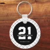 パーソナライズされた21歳モダン日エレガント キーホルダー (正面)