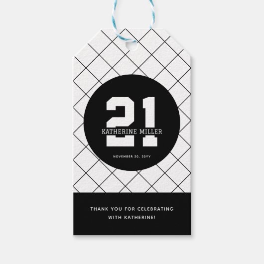 パーソナライズされた21歳モダン日エレガント ギフトタグ (正面)
