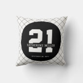 パーソナライズされた21歳モダン日エレガント クッション (裏面)