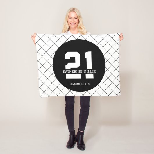 パーソナライズされた21歳モダン日エレガント フリースブランケット (インサイチュ)