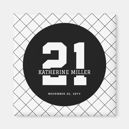 パーソナライズされた21歳モダン日エレガント マグネット (正面)