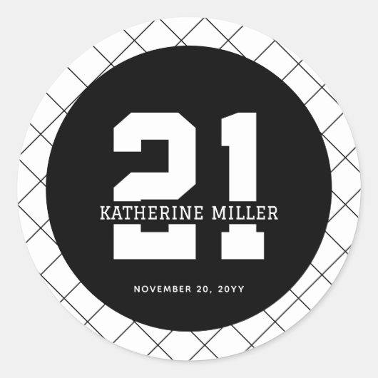 パーソナライズされた21歳モダン日エレガント ラウンドシール (正面)