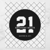 パーソナライズされた21歳モダン日エレガント ワインラベル (シングルラベル)