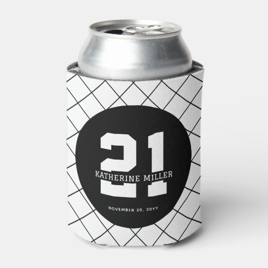 パーソナライズされた21歳モダン日エレガント 缶クーラー (缶正面)