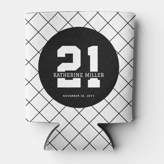パーソナライズされた21歳モダン日エレガント 缶クーラー (正面)