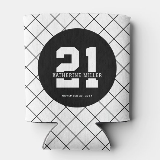 パーソナライズされた21歳モダン日エレガント 缶クーラー (裏面)