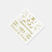 パーソナライズされた25結婚周年 スタンダードカクテルナプキン (角)