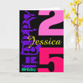 パーソナライズされた25誕生日グリーティポップ・アートのングカード カード (黄色い花)