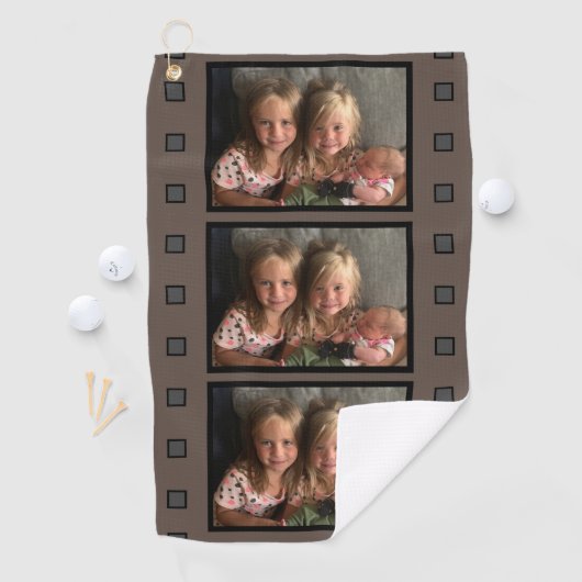 パーソナライズされた3枚のフォトレトロフィルム ゴルフタオル