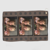 パーソナライズされた3枚のフォトレトロフィルム ゴルフタオル (横)