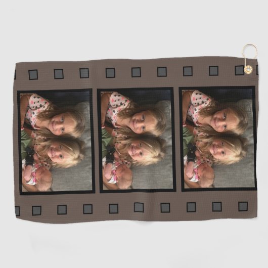 パーソナライズされた3枚のフォトレトロフィルム ゴルフタオル (横)