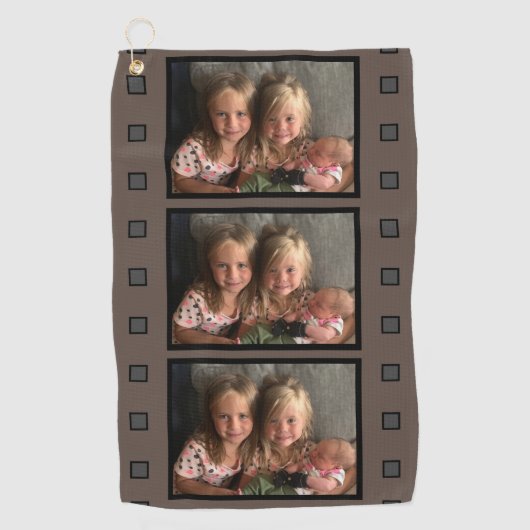 パーソナライズされた3枚のフォトレトロフィルム ゴルフタオル (正面)
