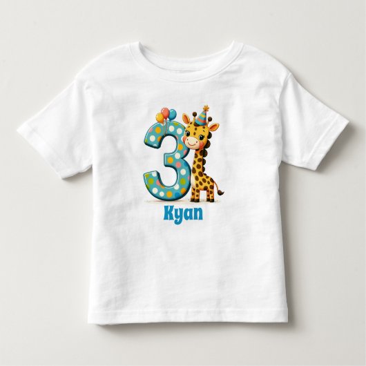 パーソナライズされた3歳の誕生日 トドラーTシャツ (正面)