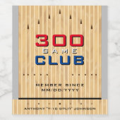 パーソナライズされた300ゲームクラブモダンボーリング ワインラベル (シングルラベル)