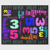 パーソナライズされた35番目の誕生日ポップ・アートの包装紙 ラッピングペーパー (フラット)