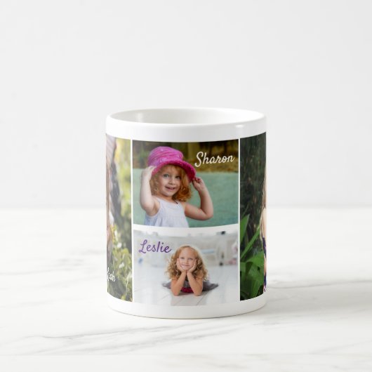 パーソナライズされた4カスタム枚の家族の写真 コーヒーマグカップ (中央)