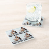 パーソナライズされた4コラージュ写真カスタム用 ガラスコースター (アングル)