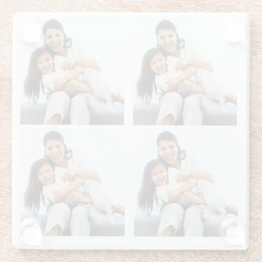 パーソナライズされた4コラージュ写真カスタム用 ガラスコースター (裏面)