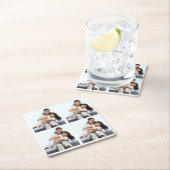 パーソナライズされた4コラージュ写真カスタム用 スクエアペーパーコースター (インサイチュ)