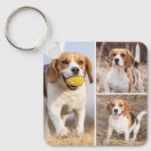 パーソナライズされた4フォトコラージュモダンペット子犬 キーホルダー (正面)