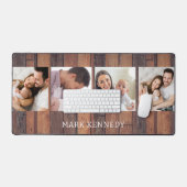 パーソナライズされた4フォトコラージュ素朴パレット木材 デスクマット (キーボード&マウス)