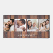 パーソナライズされた4フォトコラージュ素朴パレット木材 デスクマット (正面)