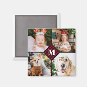 パーソナライズされた4フォトモノグラム赤バッファロープライド マグネット (正面/裏面)