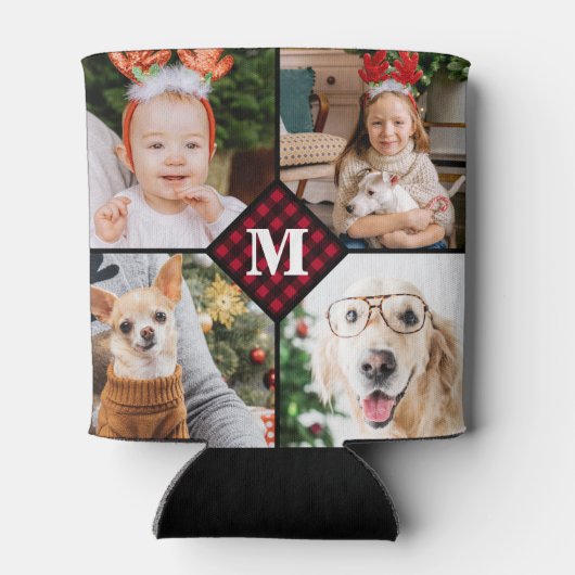 パーソナライズされた4フォトモノグラム赤バッファロープライド 缶クーラー (裏面)