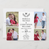 パーソナライズされた4フォトローモノグラムのレ結婚ル 招待状 (正面)
