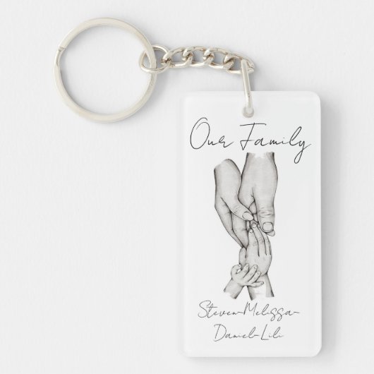 パーソナライズされた4人の家族 キーホルダー (正面)