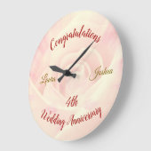 パーソナライズされた4結婚周年大時計 ラージ壁時計 (傾斜)