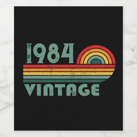 パーソナライズされた40周年ヴィンテージ40歳の誕生日パーティー ワインラベル (シングルラベル)