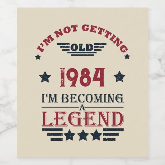 パーソナライズされた40周年ヴィンテージ40歳の誕生日パーティー ワインラベル (シングルラベル)