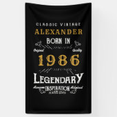パーソナライズされた40歳の誕生日 1986年 レトロパーティー 横断幕 (縦)