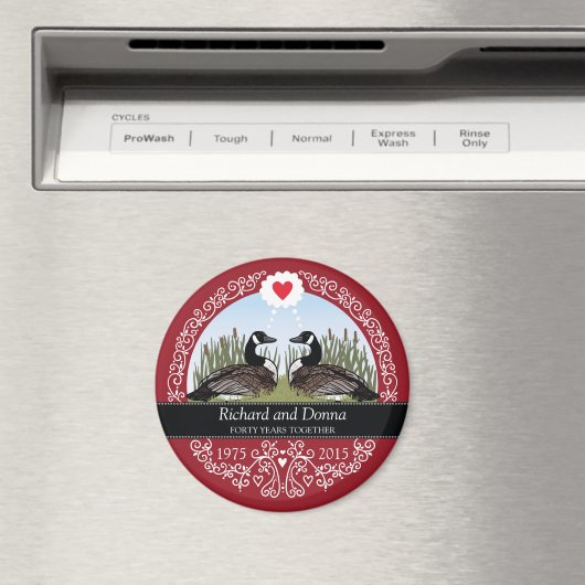 パーソナライズされた40結婚周年記念 マグネット (インサイチュ (食洗機))