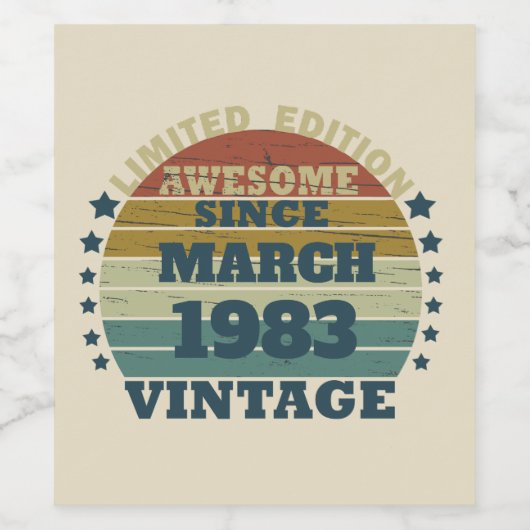 パーソナライズされた40 ヴィンテージ 40歳の誕生日パーティー ワインラベル (シングルラベル)