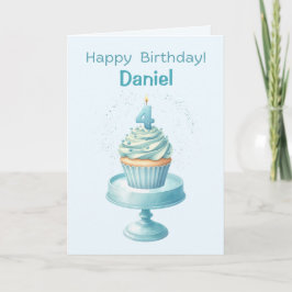 パーソナライズされた4th Birthday Cupcakeカード カード