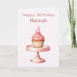 パーソナライズされた4th Birthday Cupcakeカード カード